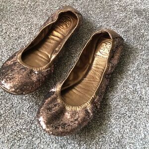 Tory Burch Glitter Sequin Eddie Ballet Flats in Copper Size 6.5 US Women’s Shoe